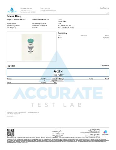 Selank 10mg Peptides - Lab Report 1