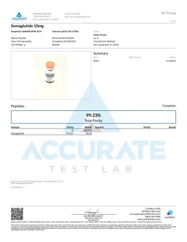 GLP-1 SM 10mg + AOD-9604 5mg + 5-Amino-1MQ 50mg Research Kit — Metabolic Peptides - Lab Report 1
