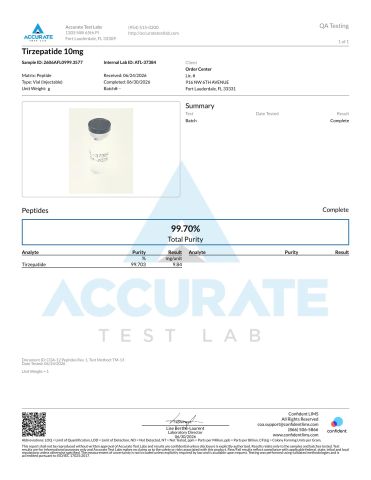 GLP-1 SM 10mg + GLP-2 TRZ 10mg + GLP-3 10mg + Cagrilintide 10mg Research Kit — Complete Metabolic Peptides - Lab Report 1