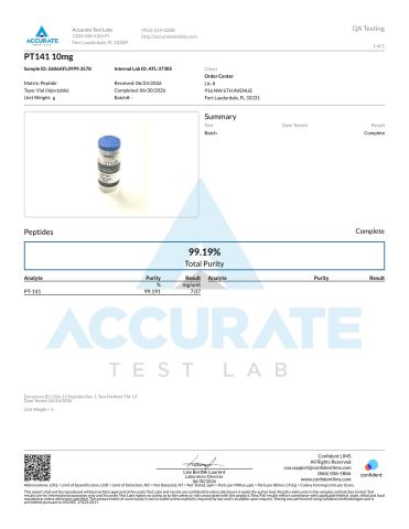 PT-141 10mg Peptides - Lab Report