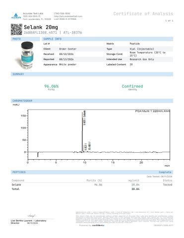 Selank 20mg Peptides - Lab Report